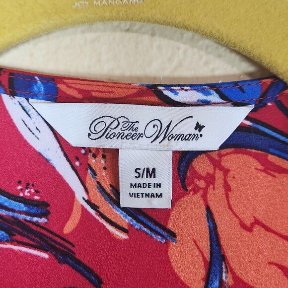 Pioneer Woman Open Cardigan blue red Kimono patriotic Flounce Sleeve S/M NWT - Picture 5 of 10